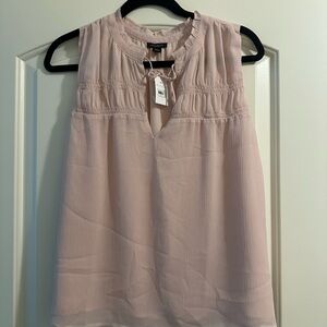 Ann Taylor Sleeveless Pink Smocked Blouse